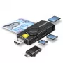 Axagon CRE-SMP2A USB Smart card & SD/microSD/SIM PocketReader czytnik kart inteligentnych Wewnętrzny USB Type-A/USB Type-C Czarny