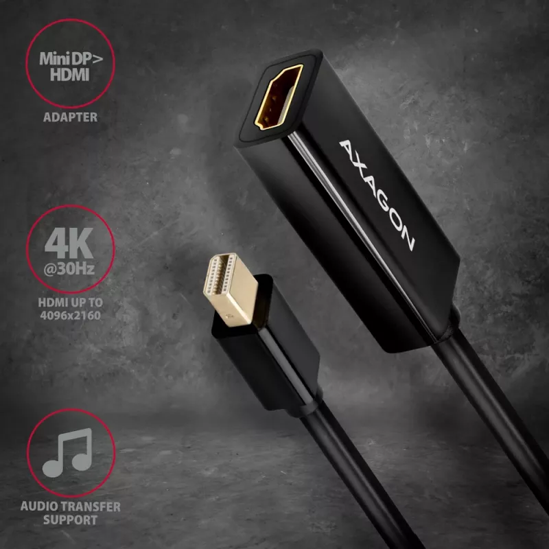 Axagon RVDM-HI14N adapter Mini DisplayPort -> HDMI 1.4 4K/30Hz