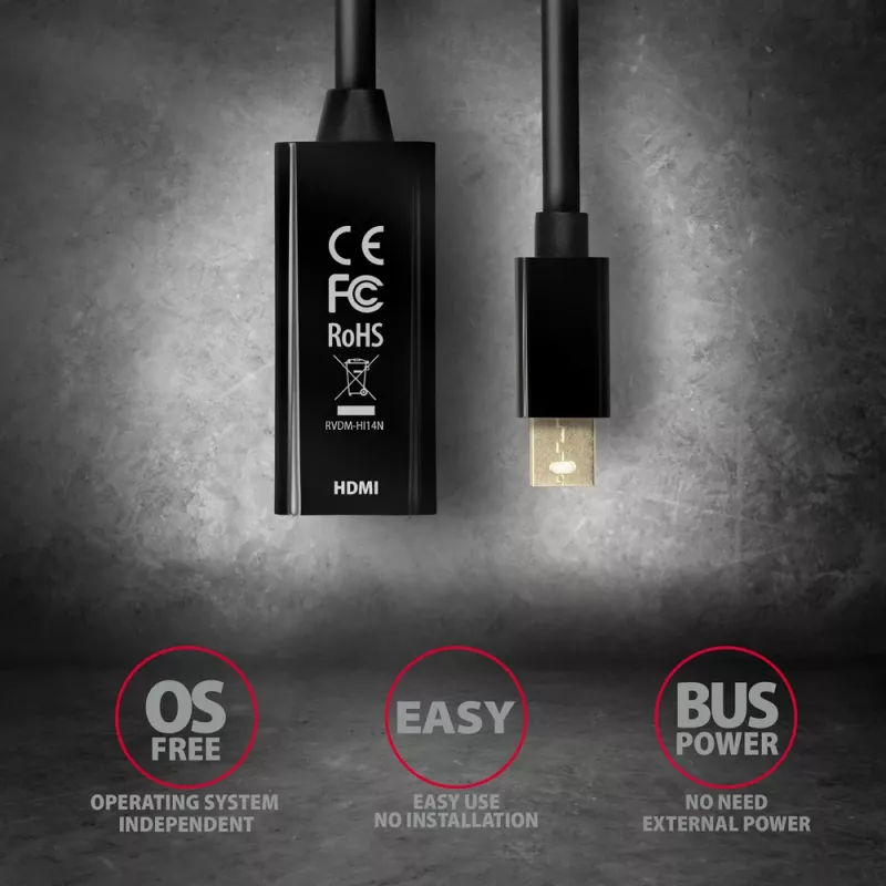 Axagon RVDM-HI14N adapter Mini DisplayPort -> HDMI 1.4 4K/30Hz