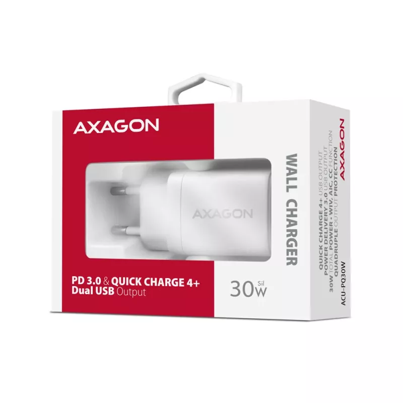 Ładowarka Axagon ACU-PQ30W QC3.0 30W USB-C Biała