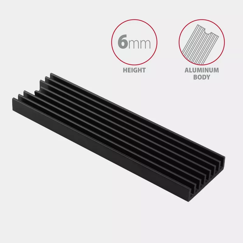 Axagon CLR-M2L6 Passywny radiator aluminiowy do wszystkich dysków M.2 SSD, rozmiar 2280, wysokość 6 mm