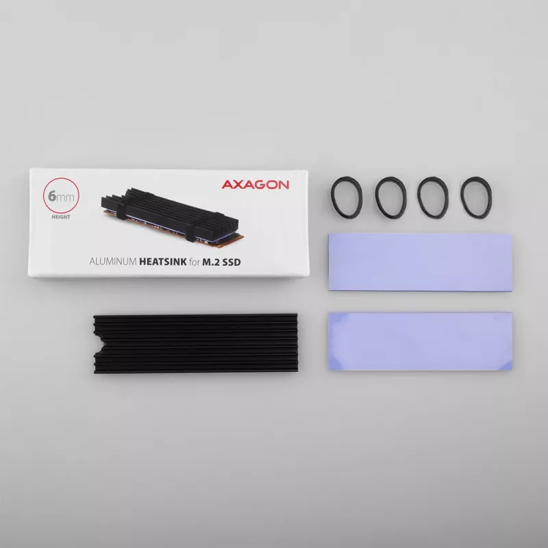 Axagon CLR-M2L6 Passywny radiator aluminiowy do wszystkich dysków M.2 SSD, rozmiar 2280, wysokość 6 mm