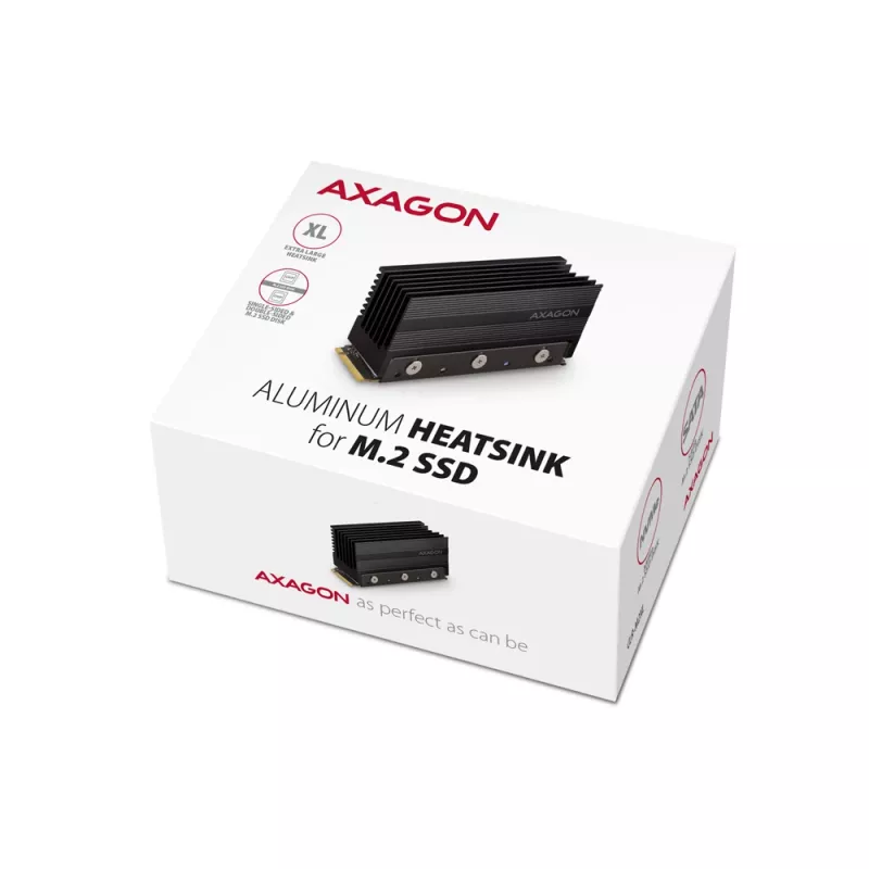 Axagon CLR-M2XL Pasywny aluminiowy radiator dla jednostronnych i dwustronnych dysków M.2 SSD, rozmiar 2280, wysokość 36 mm