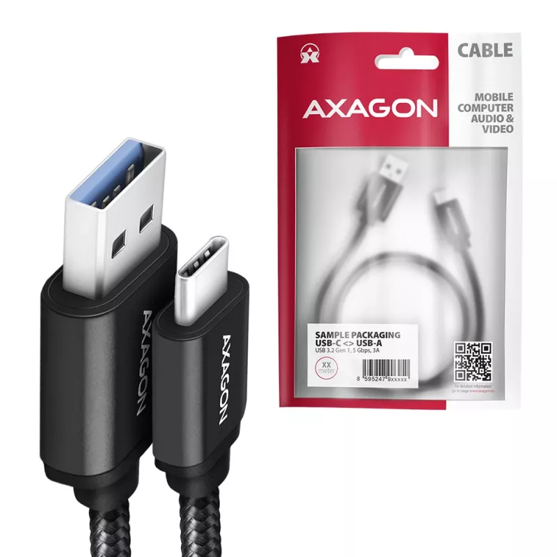 Kabel USB Axagon BUCM3-AM10AB USB 3.2 Gen 1 1 m USB C USB A Czarny