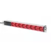 DIGITUS 1U Aluminiowy PDU, do montażu w szafie rack, wtyczka 10 A, 250 V AC 50/60 Hz, 8x gniazd CEE 7/7 (typ F) z zabezpieczeniem wstępnym, wtyczka IEC C14