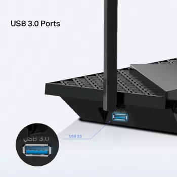 Router TP-Link Archer AX5400 Multi-Gigabit WiFi 6, Wi-Fi 6 (802.11ax), Dwuzakresowy (2,4 GHz / 5 GHz), Ethernet LAN, Czarny, Router biurkowy/słupkowy