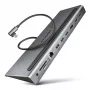 Stacja dokująca Axagon HMC-4KX3 USB-C 5Gbps hub, 3x USB-A, 2x HDMI, DP, RJ-45, SD/microSD, audio, PD 100W, kabel 40cm