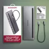 Stacja dokująca Axagon HMC-4KX3 USB-C 5Gbps hub, 3x USB-A, 2x HDMI, DP, RJ-45, SD/microSD, audio, PD 100W, kabel 40cm