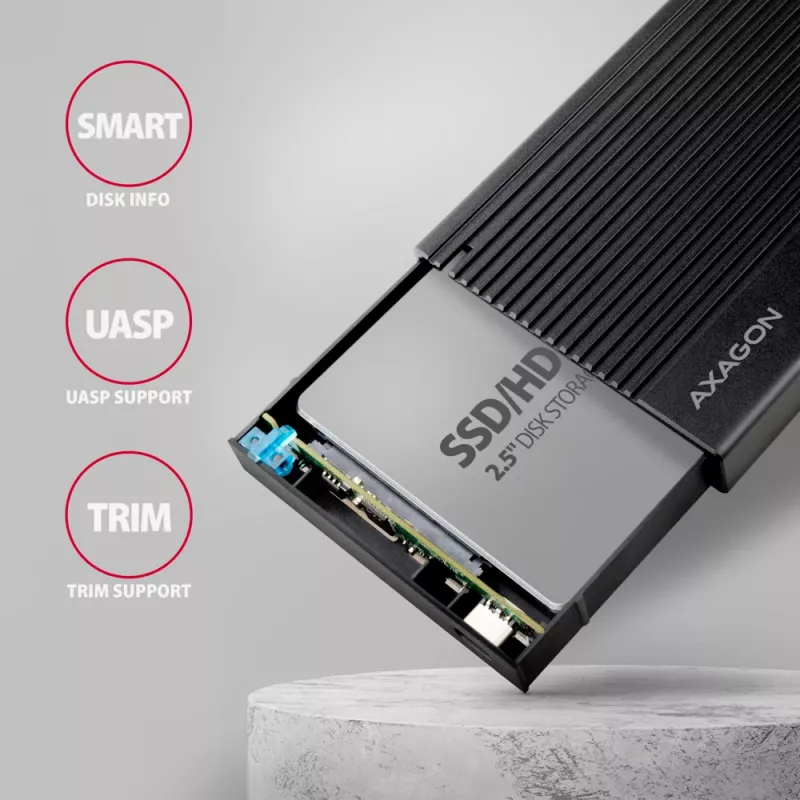 Obudowa HDD/SSD Axagon EE25-GTR USB-C 3.2 Gen 2 Czarny 2,5 cala