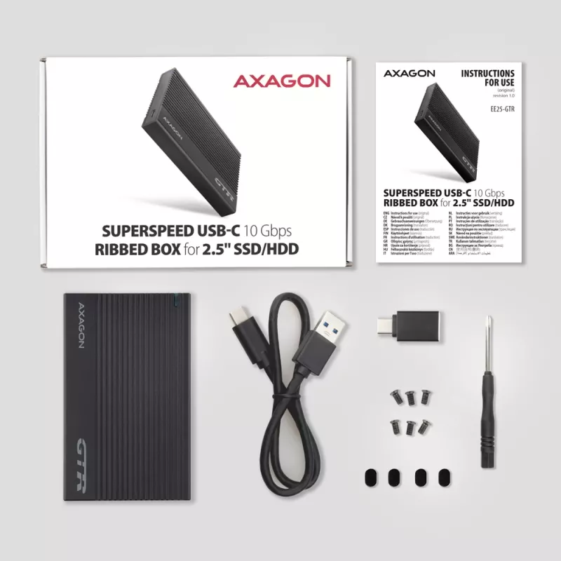 Obudowa HDD/SSD Axagon EE25-GTR USB-C 3.2 Gen 2 Czarny 2,5 cala