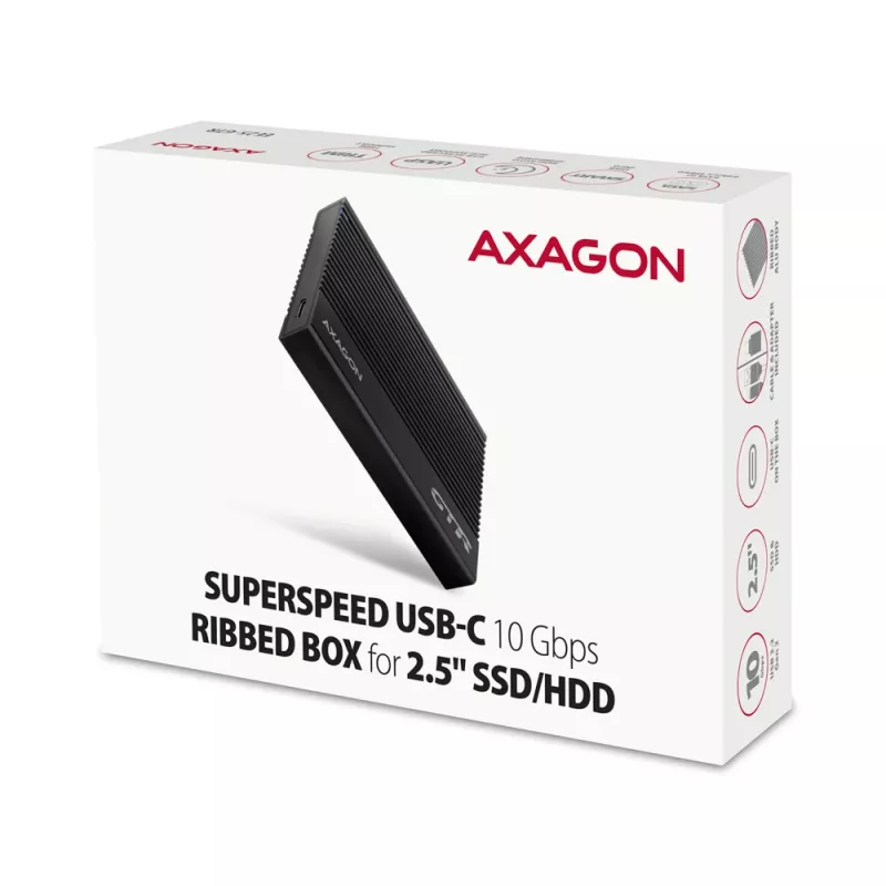 Obudowa HDD/SSD Axagon EE25-GTR USB-C 3.2 Gen 2 Czarny 2,5 cala