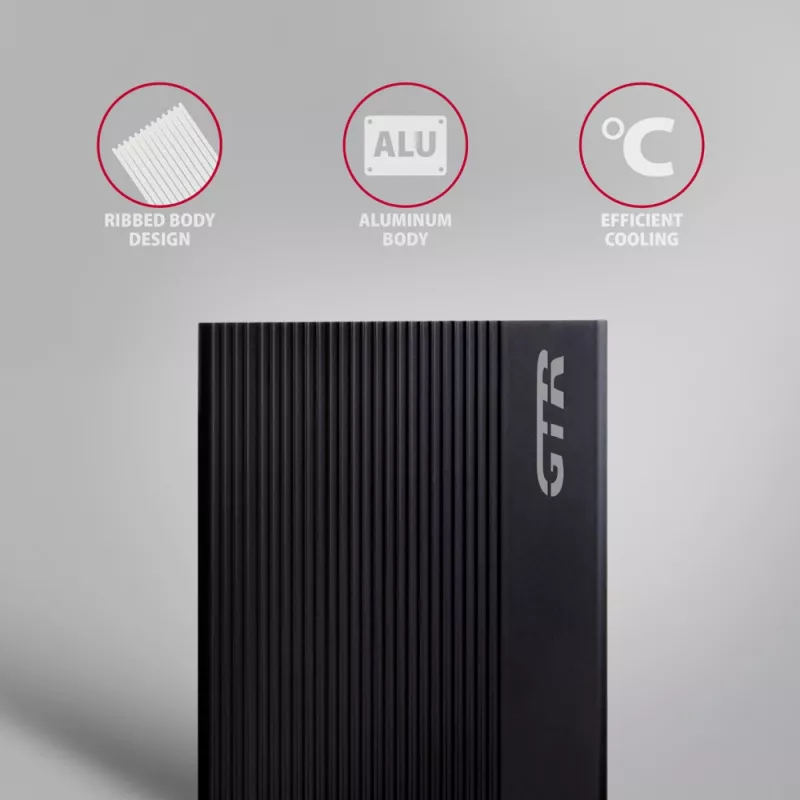 Axagon EE35-GTR USB-C 5Gbps - SATA 6G, 3.5 RIBBED box BLACK - USB Typ C HDD enclosure 3.5 inch