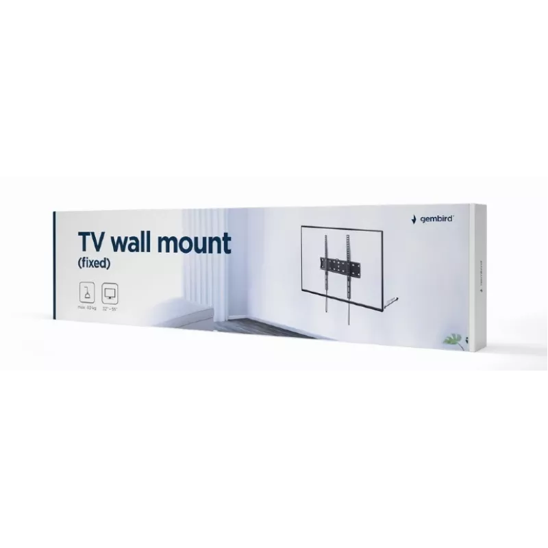 TV mount Gembird WM-55F-02 Czarny, for 32–55 inch screens, max load 40 kg, VESA 200x200–400x400, cienki 2.5 cm