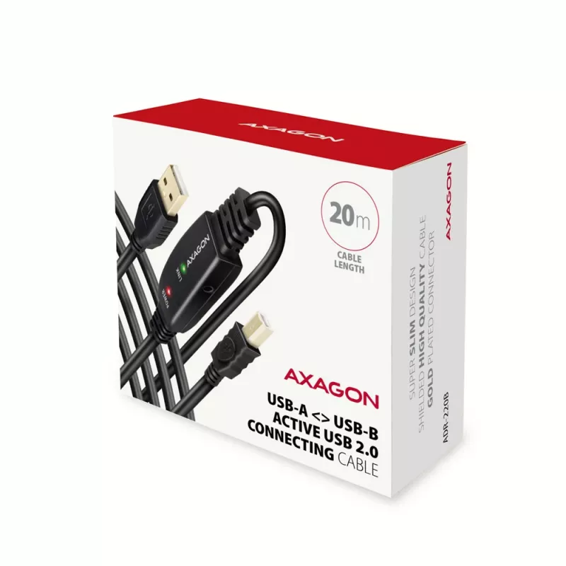 Axagon ADR-220B USB 2.0 A-M -> B-M aktywny kabel połączeniowy/wzmacniający 20m