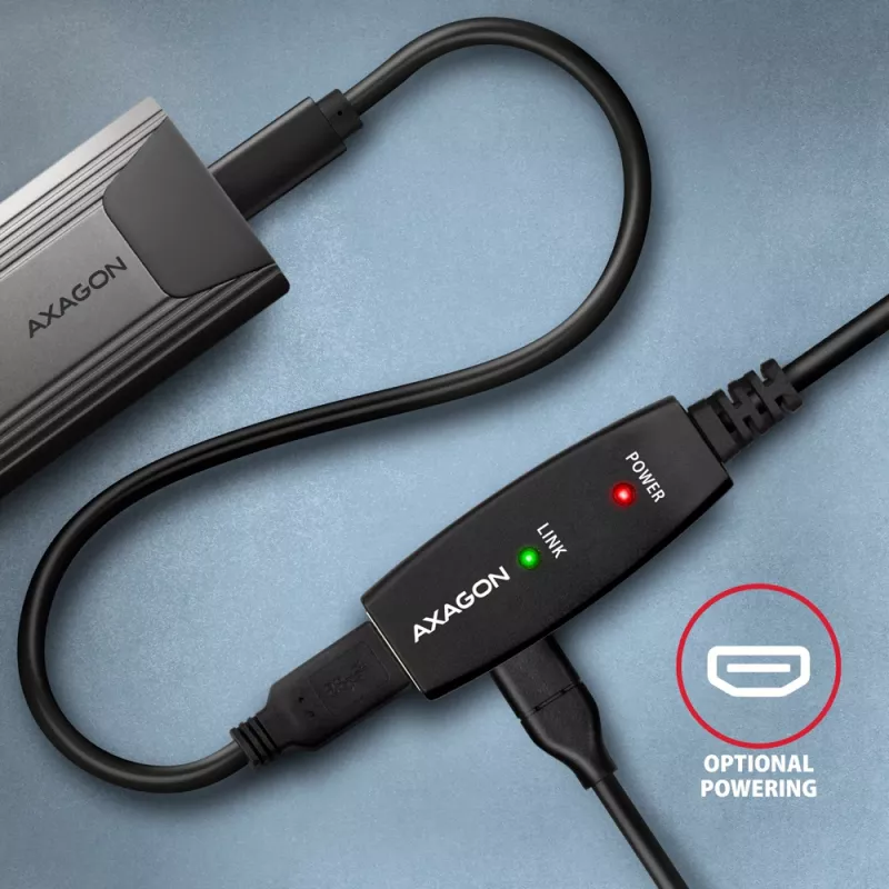 Axagon ADR-305 USB 3.2 Gen 1 A-M -> A-F aktywny kabel przedłużający/repeter 5m