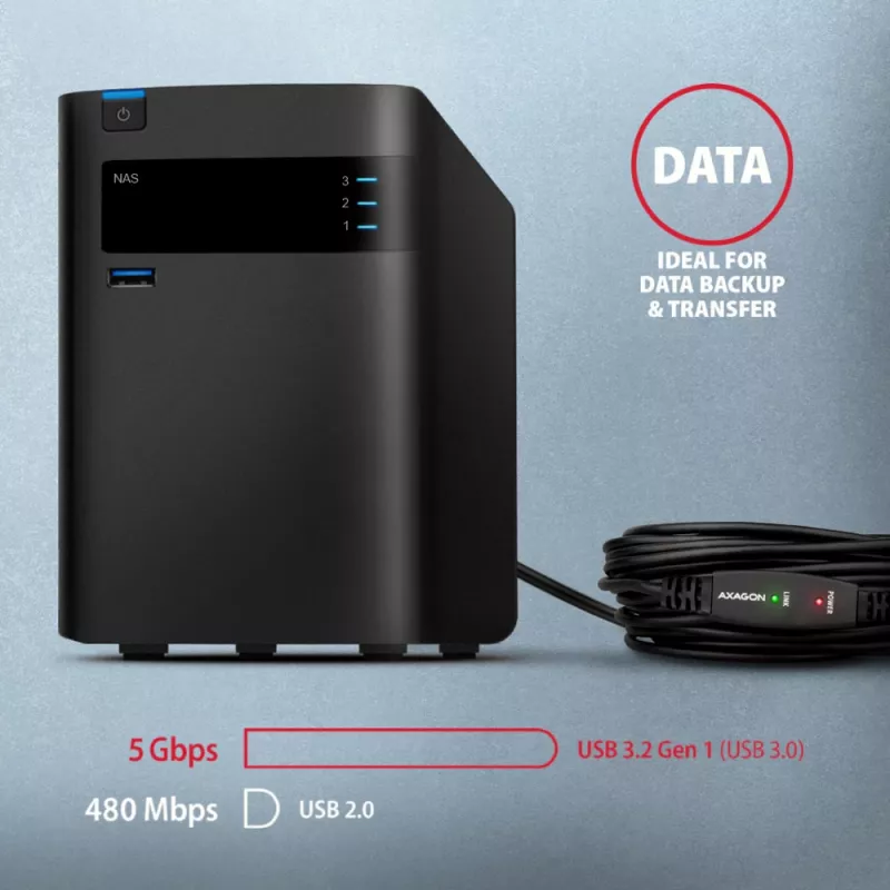 Axagon ADR-305 USB 3.2 Gen 1 A-M -> A-F aktywny kabel przedłużający/repeter 5m