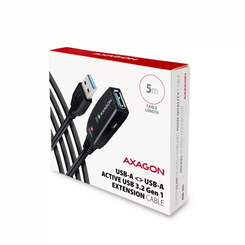Axagon ADR-305 USB 3.2 Gen 1 A-M -> A-F aktywny kabel przedłużający/repeter 5m
