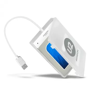 Axagon ADSA-1S USB 2.0 - 2.5 inch HDD SATA, obudowa HDD/SSD, 2.5 inch, Serial ATA, Serial ATA II, Serial ATA III, 0.48 Gbit/s, łączność USB, Biały