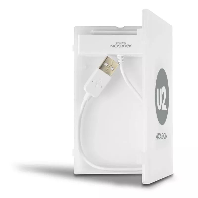 Axagon ADSA-1S USB 2.0 - 2.5 inch HDD SATA, obudowa HDD/SSD, 2.5 inch, Serial ATA, Serial ATA II, Serial ATA III, 0.48 Gbit/s, łączność USB, Biały
