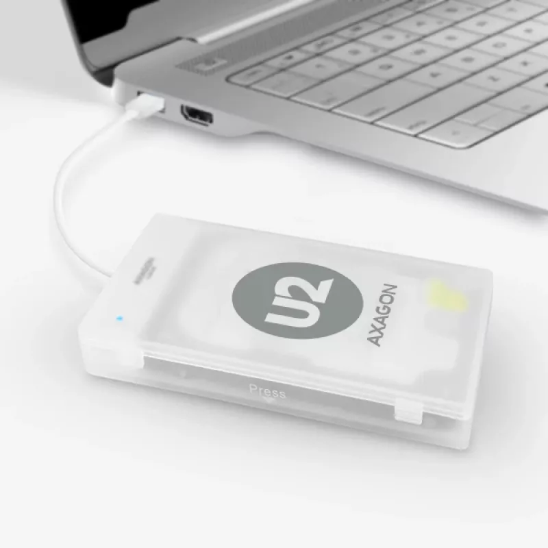 Axagon ADSA-1S USB 2.0 - 2.5 inch HDD SATA, obudowa HDD/SSD, 2.5 inch, Serial ATA, Serial ATA II, Serial ATA III, 0.48 Gbit/s, łączność USB, Biały