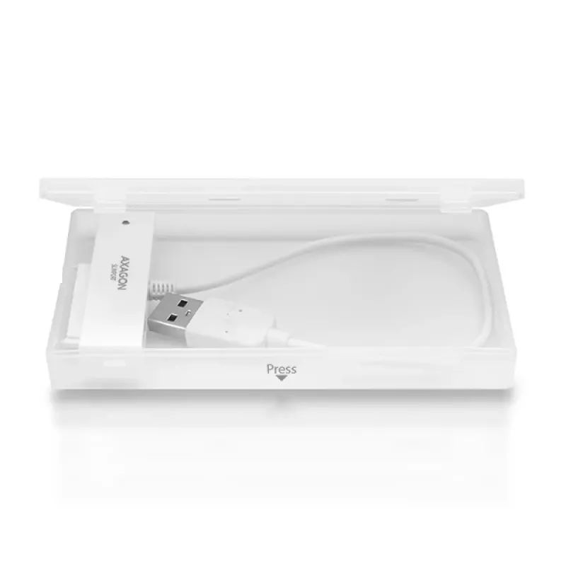 Axagon ADSA-1S USB 2.0 - 2.5 inch HDD SATA, obudowa HDD/SSD, 2.5 inch, Serial ATA, Serial ATA II, Serial ATA III, 0.48 Gbit/s, łączność USB, Biały