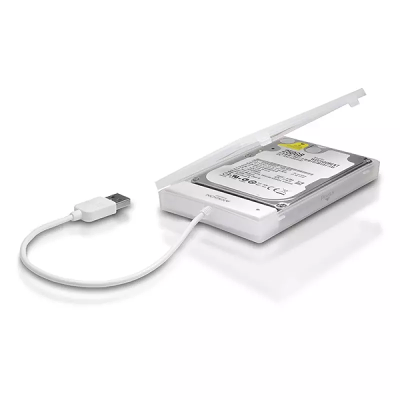 Axagon ADSA-1S USB 2.0 - 2.5 inch HDD SATA, obudowa HDD/SSD, 2.5 inch, Serial ATA, Serial ATA II, Serial ATA III, 0.48 Gbit/s, łączność USB, Biały