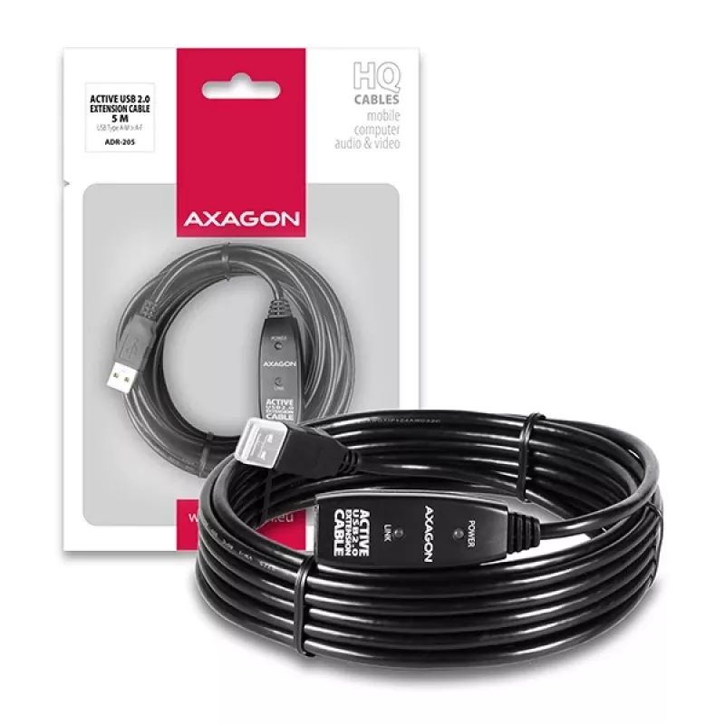 Axagon ADR-205 USB 2.0 A-M -> A-F aktywny przedłużacz/repeater 5 m