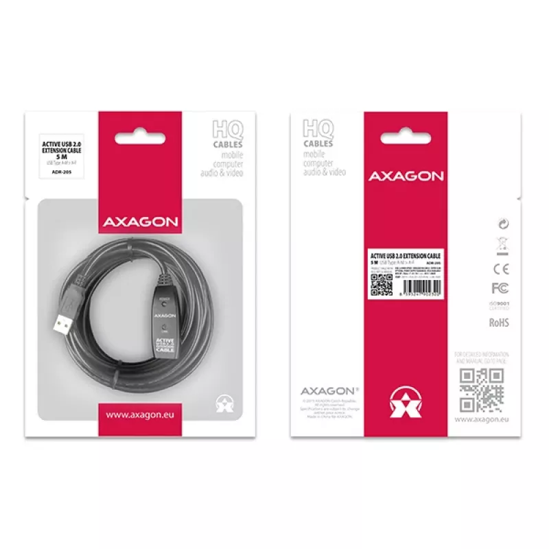 Axagon ADR-205 USB 2.0 A-M -> A-F aktywny przedłużacz/repeater 5 m
