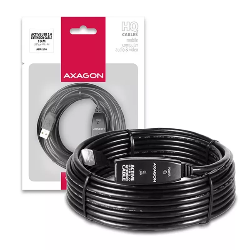 Axagon ADR-210 aktywny kabel przedłużający/wzmacniający USB 2.0 A-M -> A-F 10 m