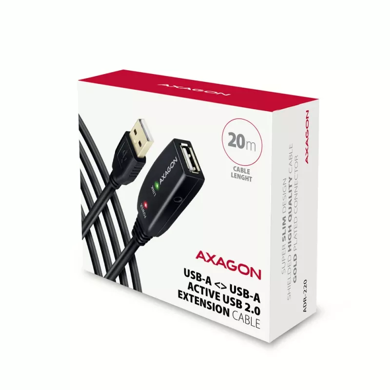 Axagon ADR-220 USB 2.0 A-M -> A-F aktywny przedłużacz/regenerator sygnału 20m
