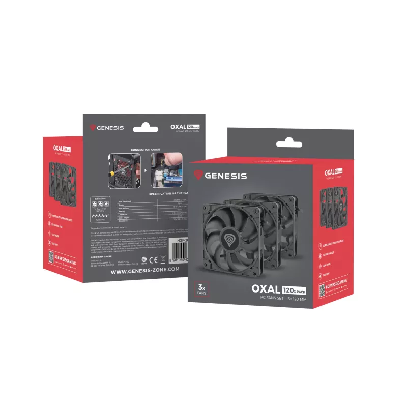 GENESIS Oxal 120 Computer case Fan 12 cm Czarny 3 szt.