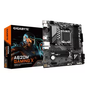 Płyta główna GIGABYTE A620M GAMING X - obsługa procesorów AMD Ryzen 8000, 8+2+1 fazowy cyfrowy VRM, do 8000 MHz DDR5 (OC), 1xPCIe 4.0 M.2, LAN GbE, USB 3.2 Gen 2