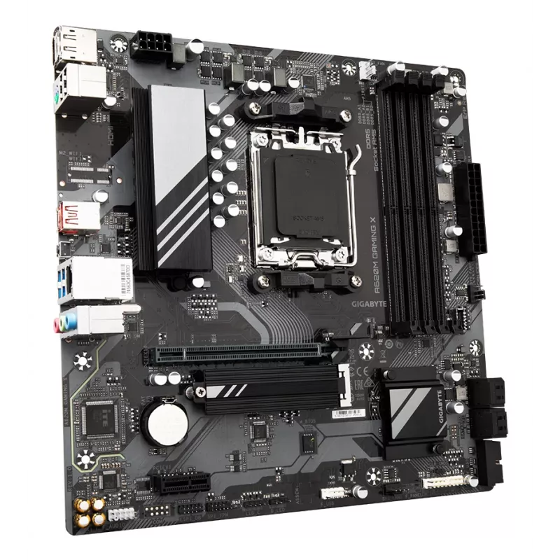 Płyta główna GIGABYTE A620M GAMING X - obsługa procesorów AMD Ryzen 8000, 8+2+1 fazowy cyfrowy VRM, do 8000 MHz DDR5 (OC), 1xPCIe 4.0 M.2, LAN GbE, USB 3.2 Gen 2