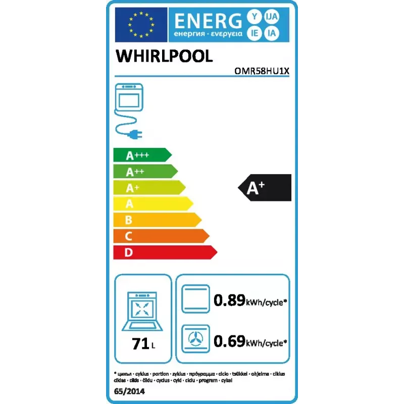 Piekarnik elektryczny Whirlpool OMR58HU1X 71 L 2900 W Stal nierdzewna