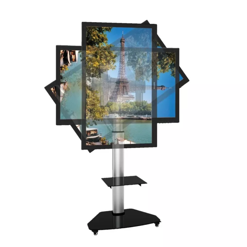 Podstawa podłogowa Techly z półką na wózku do telewizora LCD/LED/Plasma 37-70 cali srebrna