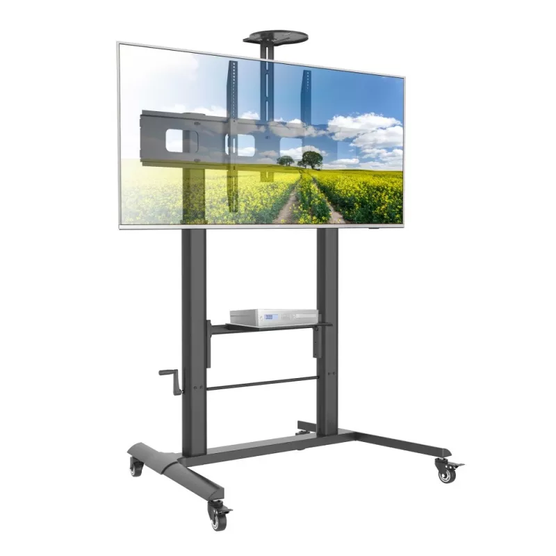Wózek multimedialny TECHLY ICA-TR230 czarny do panelu płaskiego do 110 cali, VESA 900x600, wysokość 1850 mm, udźwig 120 kg
