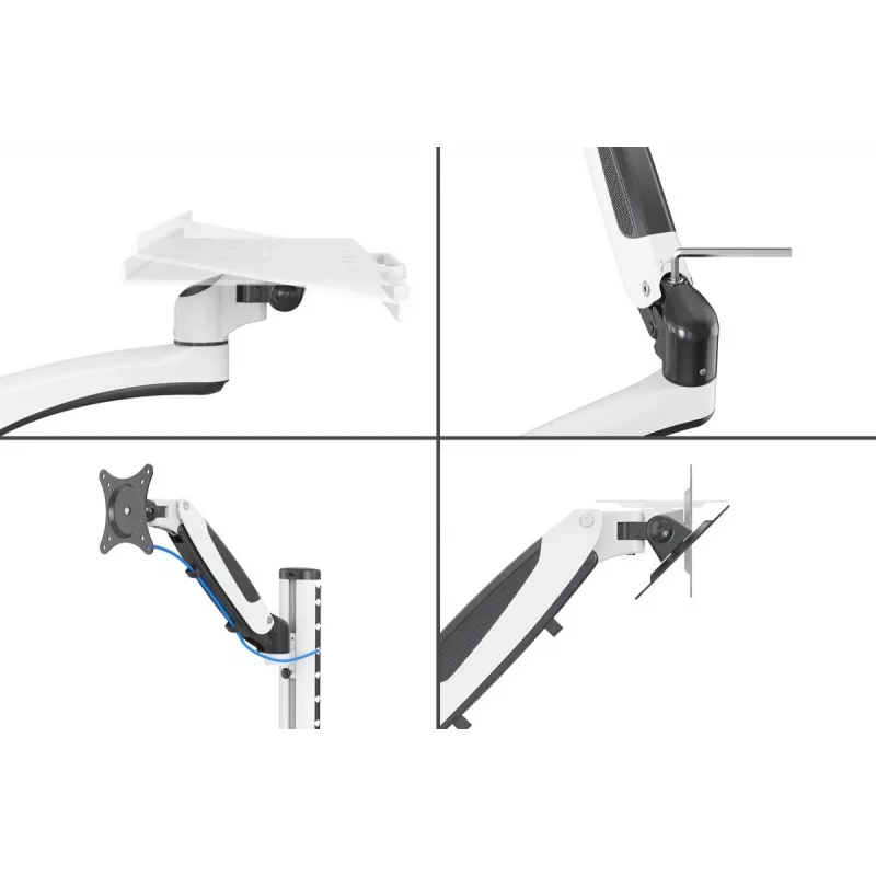 DIGITUS Workstation (Monitor. klawiatura. mysz) Wall Mount 32in. 8kg. VESA 75x75/100x100. biały/Czarny