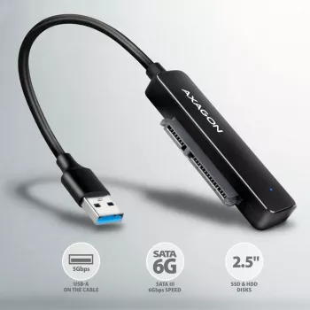 Karta interfejsowa Axagon ADSA-FP2A USB 3.2 Gen 1 SATA Męski Czarny