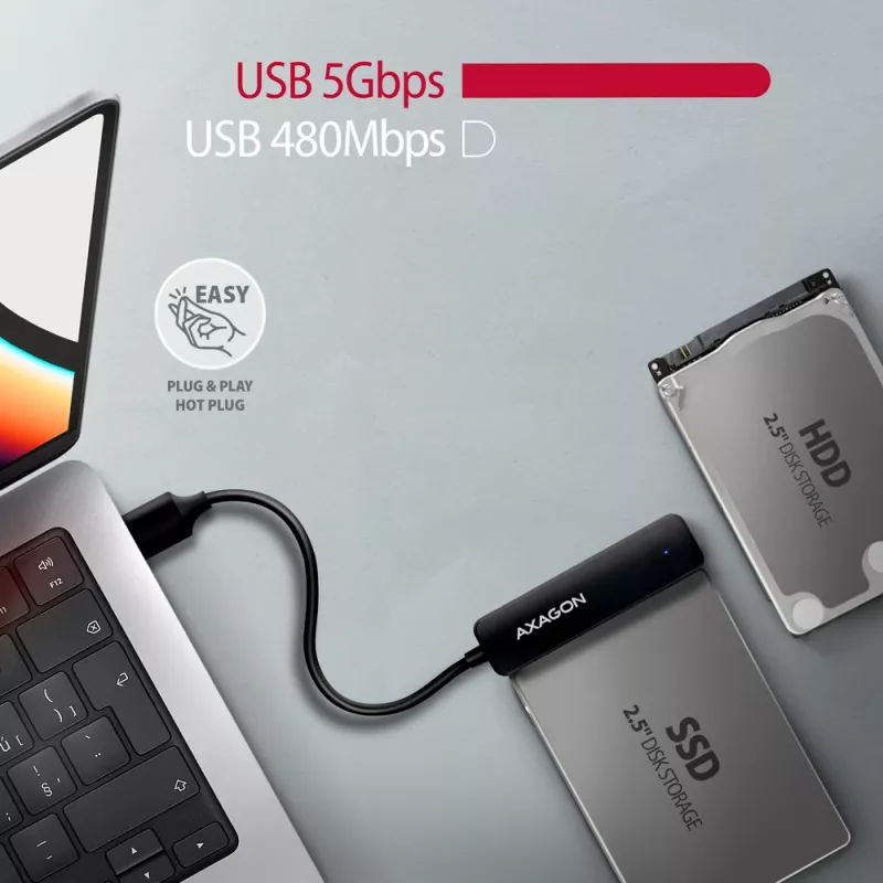 Karta interfejsowa Axagon ADSA-FP2A USB 3.2 Gen 1 SATA Męski Czarny