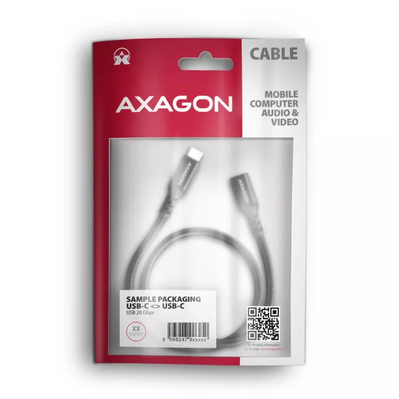 Axagon BUCM32-CF10AB SPEED+ USB-C USB 20Gbps przedłużacz 1 m