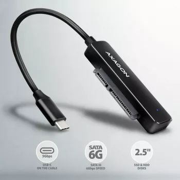 Axagon ADSA-FP2C USB-C 5Gbps - SATA 6G, adapter SLIM 2,5 inch SSD/HDD - Adapter - Karty/Adaptery interfejsów cyfrowych/danych