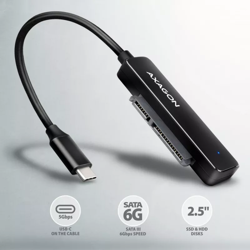 Axagon ADSA-FP2C USB-C 5Gbps - SATA 6G, adapter SLIM 2,5 inch SSD/HDD - Adapter - Karty/Adaptery interfejsów cyfrowych/danych