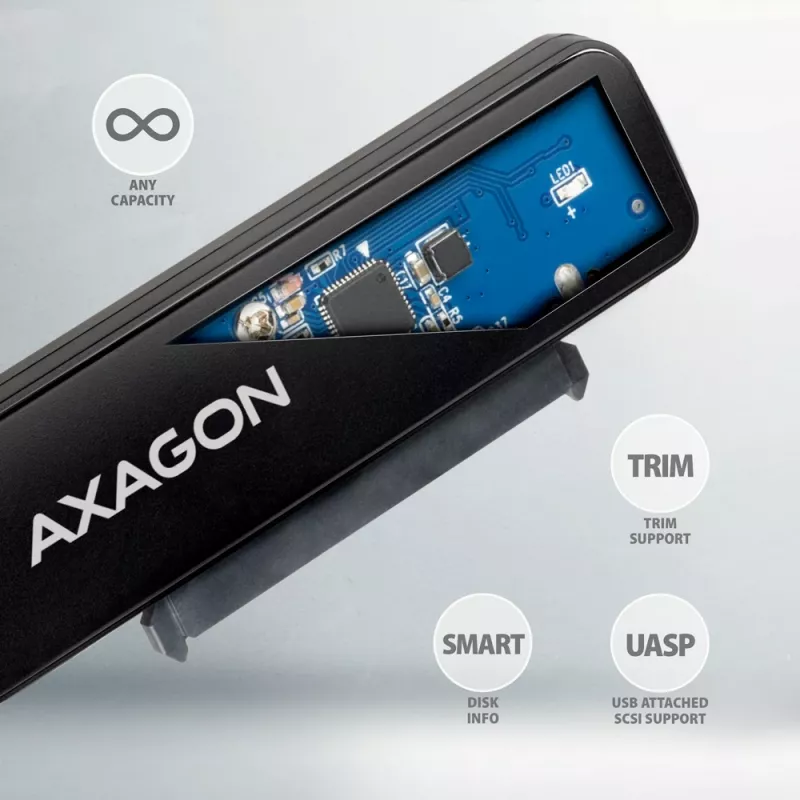 Axagon ADSA-FP2C USB-C 5Gbps - SATA 6G, adapter SLIM 2,5 inch SSD/HDD - Adapter - Karty/Adaptery interfejsów cyfrowych/danych