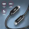 Axagon BUCM2-CM20AB Kabel do danych i ładowania USB 480Mbps 2 m. PD 240W, 5A. Czarny, pleciony