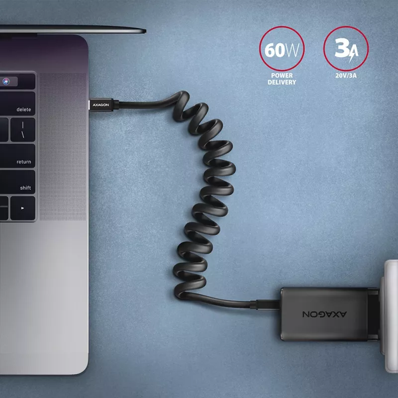 Kabel USB Axagon BUCM-CM20TB 1,1m PD 60W 3A Czarny