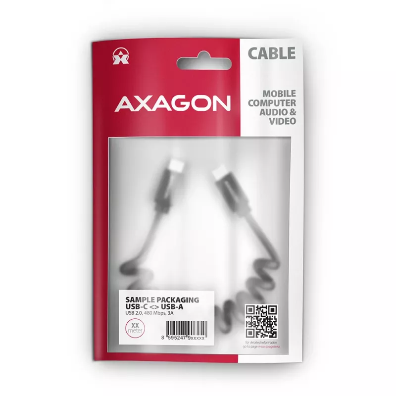 Kabel USB Axagon BUCM-CM20TB 1,1m PD 60W 3A Czarny