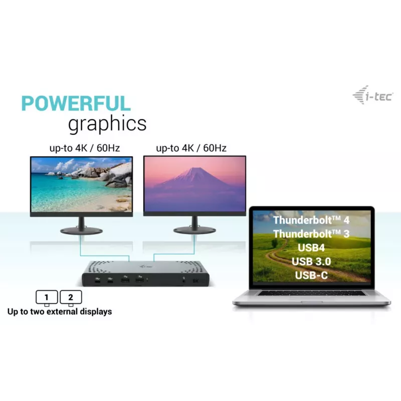 i-tec USB 3.0 / USB-C / Thunderbolt 3 Dual Display Docking Station Gen2 + Power Delivery 100W