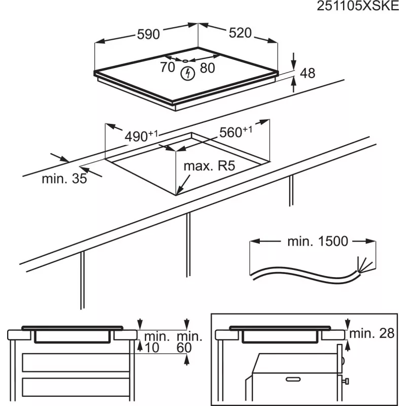 Electrolux Serie 300 LIB60420CK Czarny Do zabudowy 59 cm Strefowa płyta indukcyjna 4 stref(y)