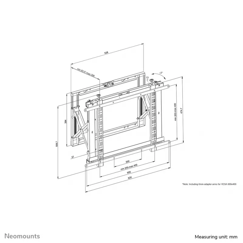 Neomounts WL95-800BL1 Uchwyt ścienny do ściany wideo 42-70 cali - wysuwany - maks. 35 kg