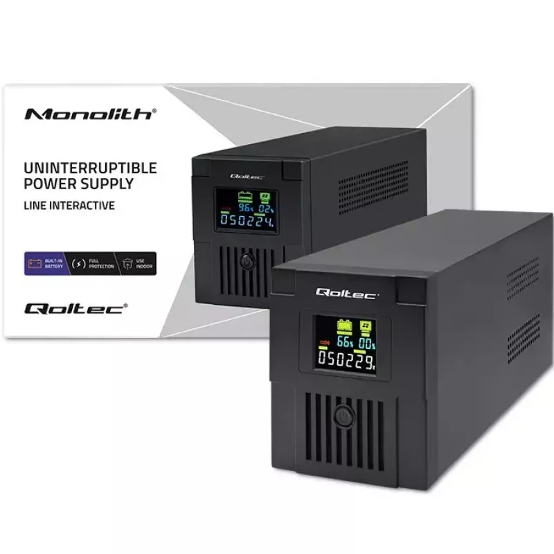 Zasilacz awaryjny UPS Qoltec 53771 2 kVA 1200 W 2 gniazda AC